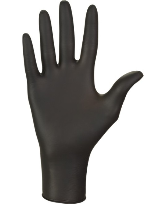 Manusi unica folosinta negre, nitril nepudrate, degete texturate, Nitrylex black, 100 buc/cutie, negre