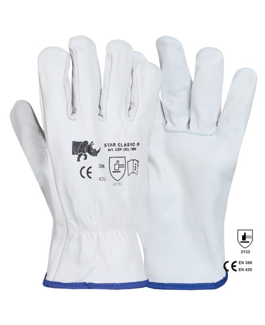 Manusi de protectie piele integrala bovina, alb