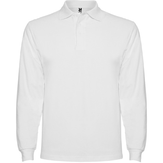 Tricou polo maneca lunga barbati 220g/mp, alb Tricou polo maneca lunga barbati 220g/mp, alb