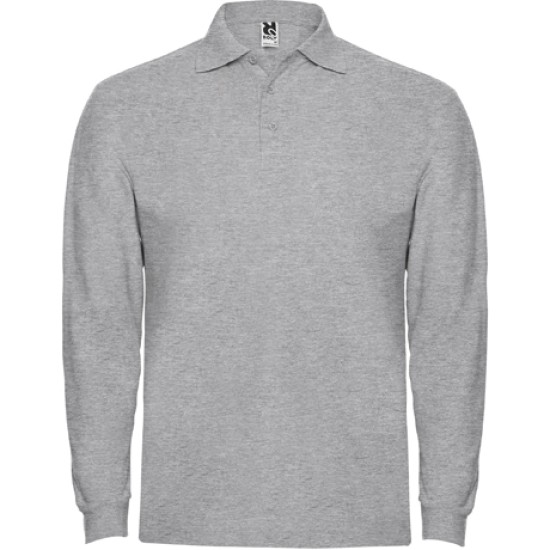 Tricou polo maneca lunga barbati - Estrella Rolly gri melanj, 220g/m2 Tricou polo maneca lunga barbati - Estrella Rolly gri melanj, 220g/m2