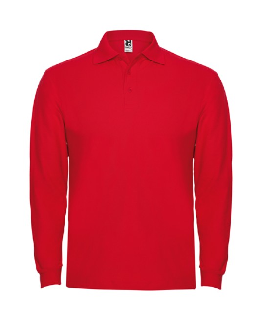 Tricou polo maneca lunga barbati - Estrella Rolly- rosu, 220g/m2
