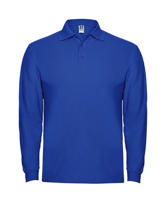 Tricou polo maneca lunga barbati - Estrella Rolly albastru royal, 220g/m2