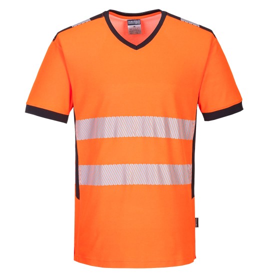 Tricou Hi-Vis premium V-neck maneca scurta,175 g, [PW310] , portocaliu