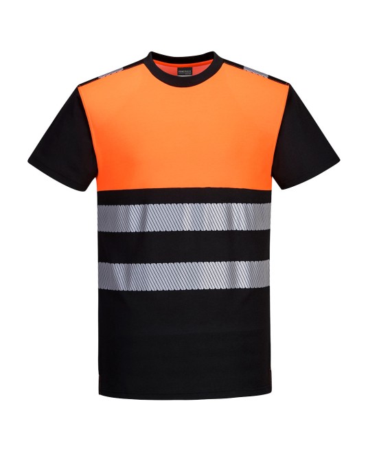 Tricou Hi-Vis premium V-neck maneca scurta,175 g, [PW311] , portocaliu si negru