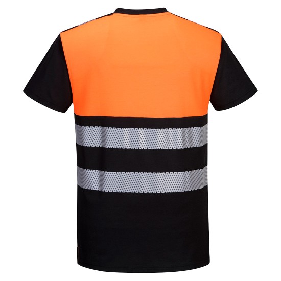 Tricou HiVis premium captuseala bumbac, portocaliu negru Tricou HiVis premium captuseala bumbac, portocaliu negru