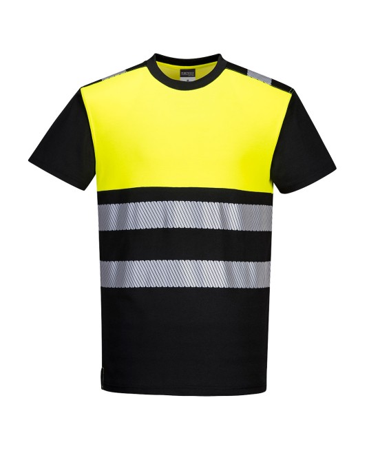 Tricou Hi-Vis premium V-neck maneca scurta,175 g, [PW311] , galben cu negru