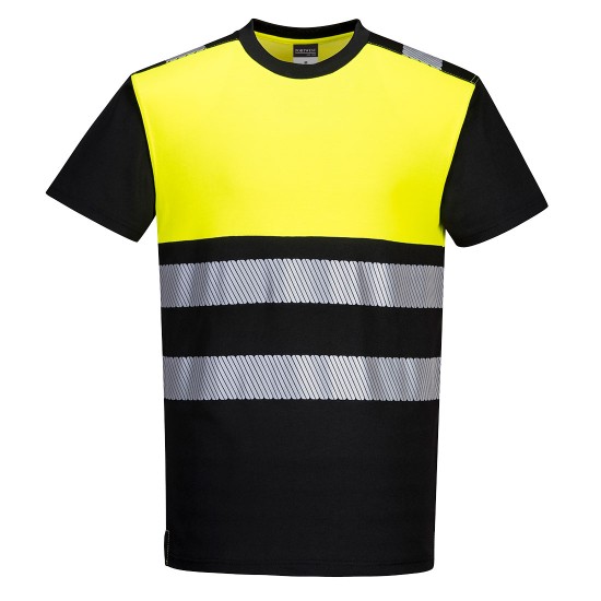 Tricou Hi-Vis premium V-neck maneca scurta,175 g, [PW311] , galben cu negru