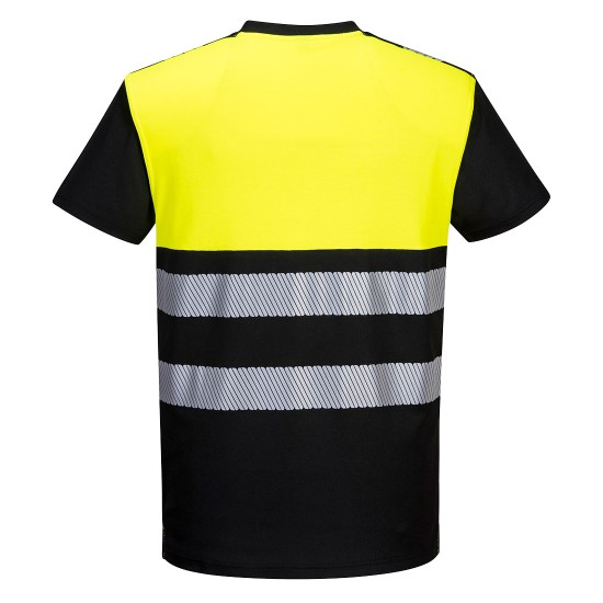 Tricou HiVis premium captuseala bumbac, galben negru Tricou HiVis premium captuseala bumbac, galben negru