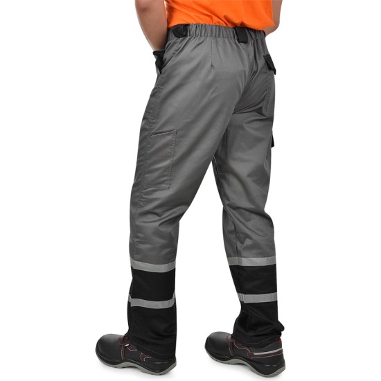 Pantaloni tercot cu dungi reflectorizante, 240g/m2, gri