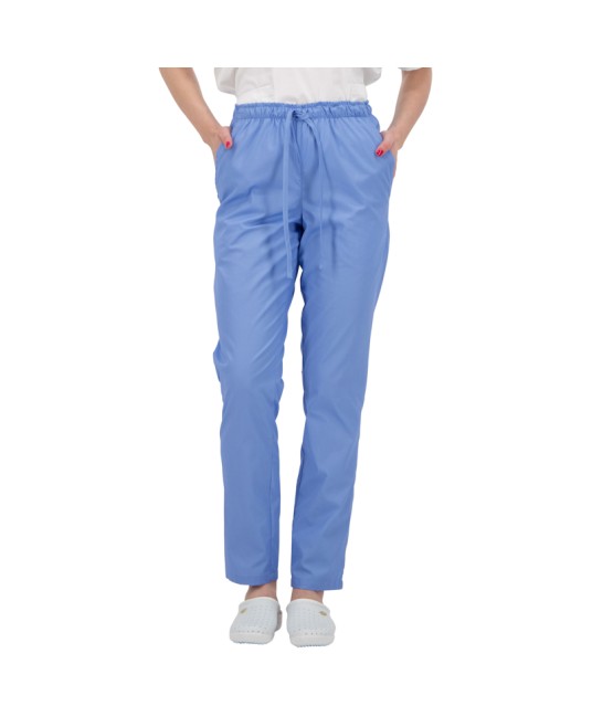 Pantaloni de lucru industria alimentara sau curatenie, tercot 160g/m2,  albastru deschis