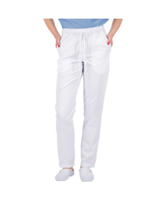 Pantaloni de lucru industria alimentara sau curatenie, tercot 160g/m2,  alb