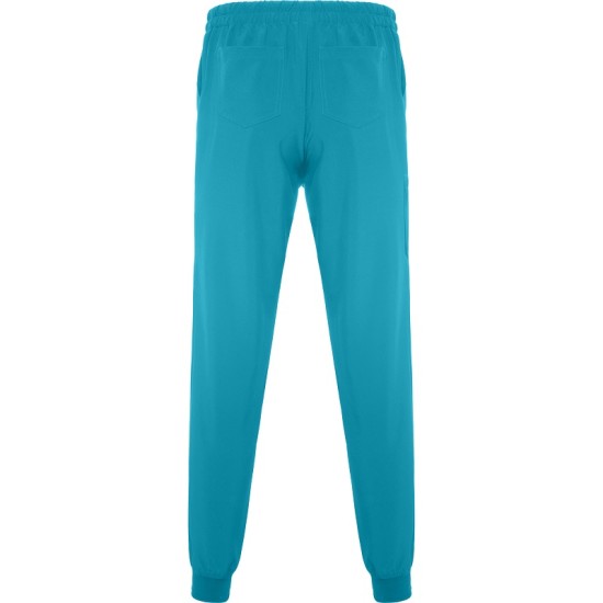 Pantaloni unisex cu snur in talie si mansete inferioare, albastri turcoaz