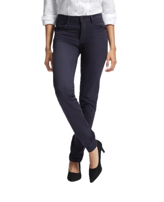 Pantaloni stretch femei, bumbac 280g/m2 Bleumarin