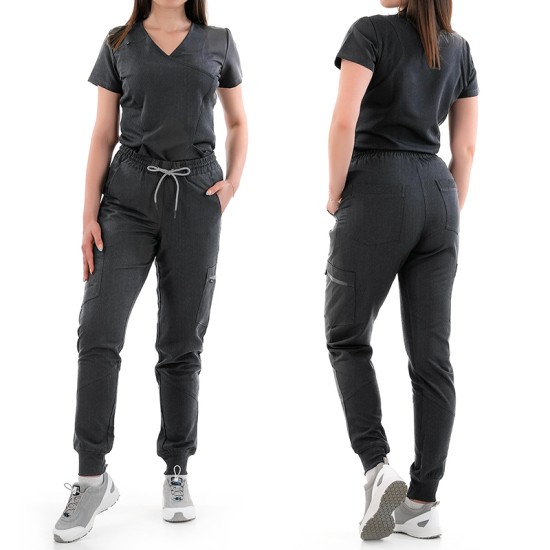 Pantaloni de lucru unisex foarte comozi, vascoza si elastan, gri inchis Pantaloni de lucru unisex foarte comozi, vascoza si elastan, gri inchis