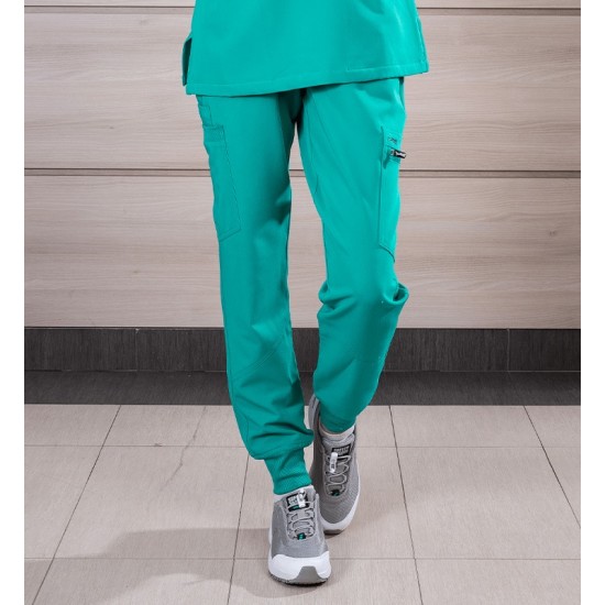 Pantaloni de lucru unisex cu snur in talie si mansete elastice inferioare, verde Pantaloni de lucru unisex cu snur in talie si mansete elastice inferioare, verde