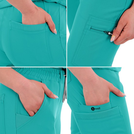 Pantaloni de lucru unisex cu snur in talie si mansete elastice inferioare, verde Pantaloni de lucru unisex cu snur in talie si mansete elastice inferioare, verde