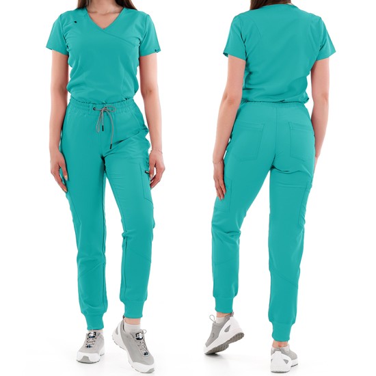 Pantaloni de lucru unisex cu snur in talie si mansete elastice inferioare, verde Pantaloni de lucru unisex cu snur in talie si mansete elastice inferioare, verde