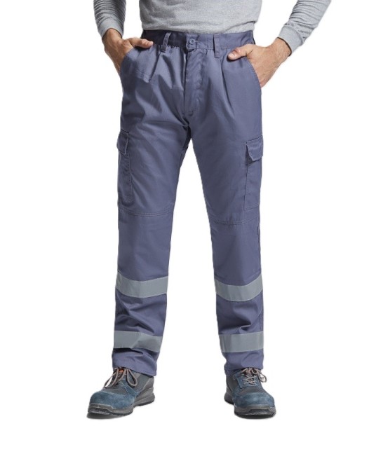 Pantaloni de lucru cu dungi reflectorizante Daily Gri inchis