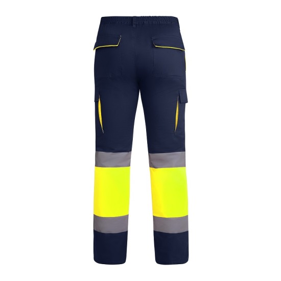 Pantaloni vatuiti HiVis cu dungi reflectorizante, bleumarin-galben