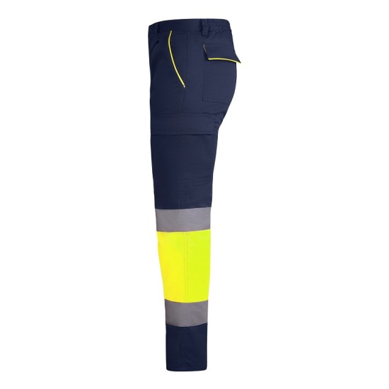 Pantaloni vatuiti HiVis cu dungi reflectorizante, bleumarin-galben Pantaloni vatuiti HiVis cu dungi reflectorizante, bleumarin-galben
