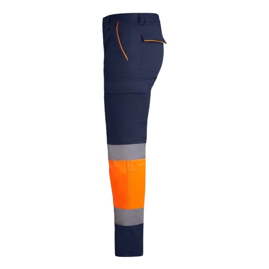 Pantaloni vatuiti HiVis cu dungi reflectorizante, bleumarin-portocaliu