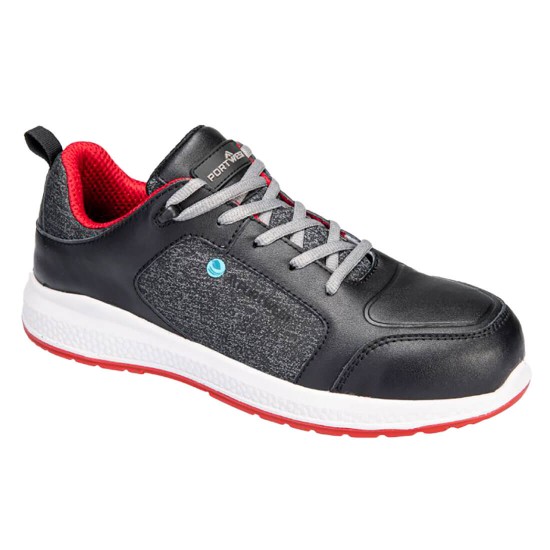 Pantofi de protectie sport Eco cu bombeu compozit S3S SR, Negru/Rosu Pantofi de protectie sport Eco cu bombeu compozit S3S SR, Negru/Rosu