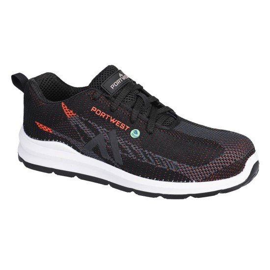 Pantofi de protectie sport Eco cu bombeu compozit Fly Trainer S1PS SR FO, Negru/Rosu Pantofi de protectie sport Eco cu bombeu compozit Fly Trainer S1PS SR FO, Negru/Rosu
