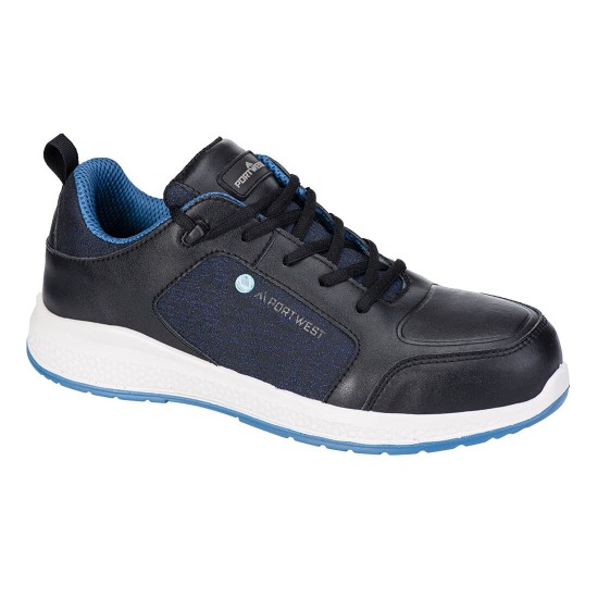 Pantofi de protectie sport Eco cu bombeu compozit S3S SR, Negru/Albastru Pantofi de protectie sport Eco cu bombeu compozit S3S SR, Negru/Albastru