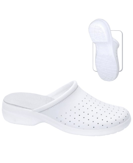 Saboti de lucru albi fara bareta, model unisex