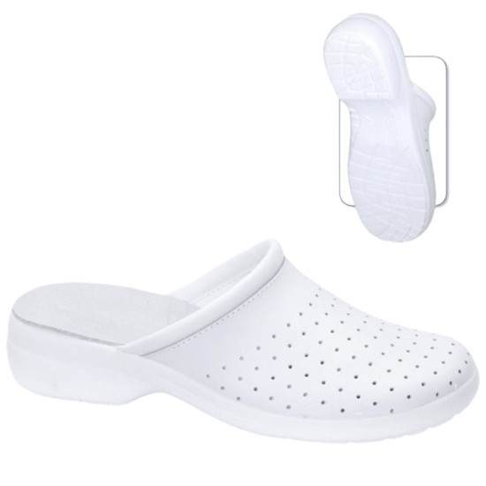 Saboti de lucru O1 fara bareta, unisex, alb Saboti de lucru O1 fara bareta, unisex, alb