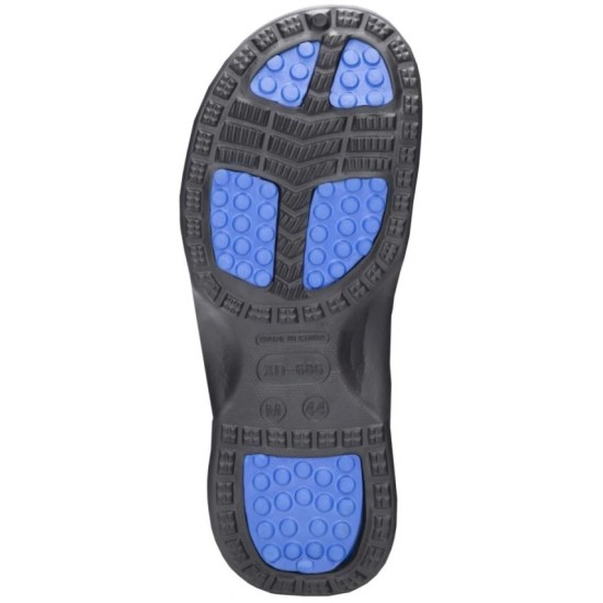 Saboti PVC, talpa antialunecare, negru-albastru