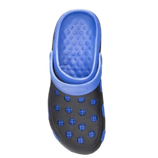 Saboti PVC, talpa antialunecare, negru-albastru