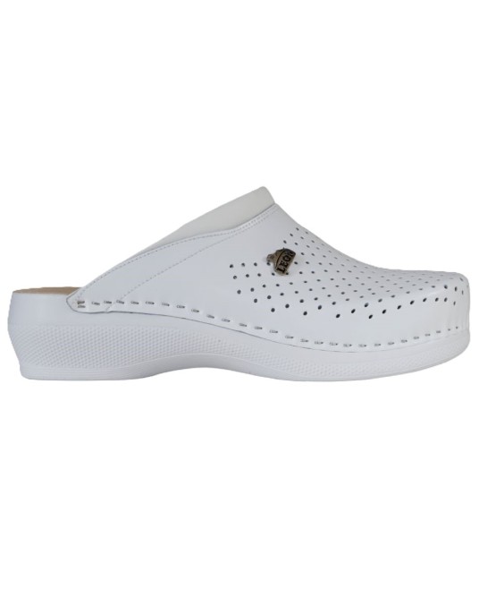 Saboti de lucru O1 fara bareta, talpa PU, albi