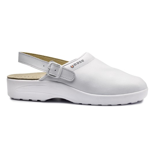 Saboti premium din piele, albi, Base OB SRC Saboti premium din piele, albi, Base OB SRC