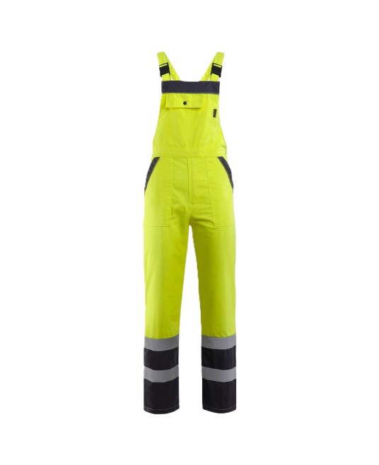 Salopeta cu pieptar HiVis dungi reflectorizante Colins, tercot 240g/m2, galben negru