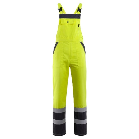 Salopeta cu pieptar HiVis dungi reflectorizante Colins, tercot 240g/m2, galben neon Salopeta cu pieptar HiVis dungi reflectorizante Colins, tercot 240g/m2, galben neon