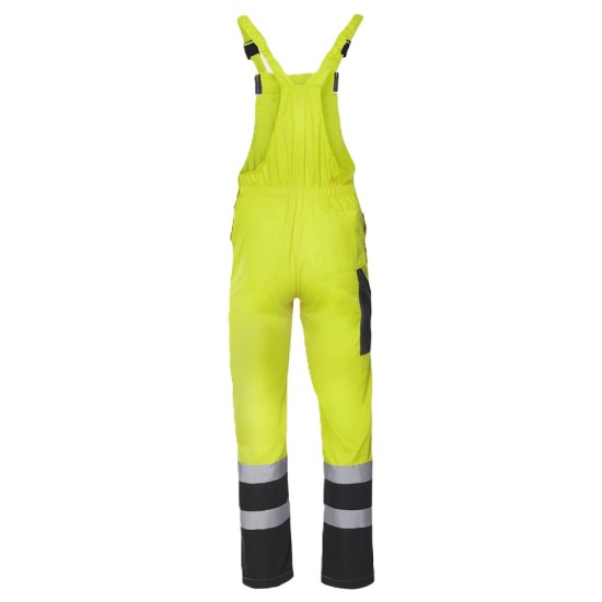 Salopeta cu pieptar HiVis dungi reflectorizante Colins, tercot 240g/m2, galben neon Salopeta cu pieptar HiVis dungi reflectorizante Colins, tercot 240g/m2, galben neon