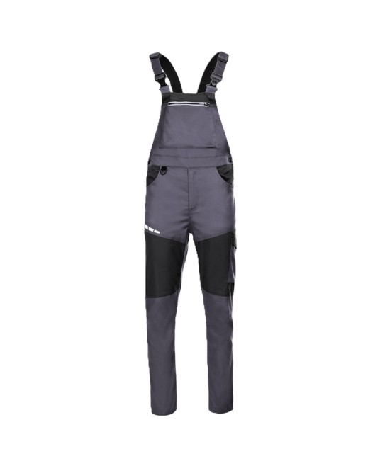 Salopeta cu pieptar subtire, ENOS stretch gri-negru, 210g/m2