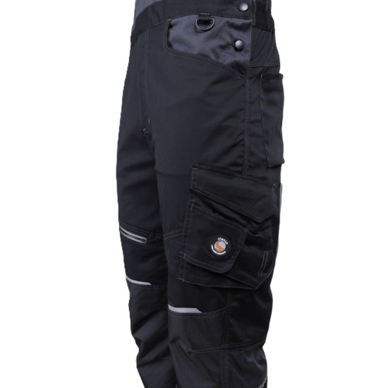 Salopeta cu pieptar 4stretch elastica, negru-gri