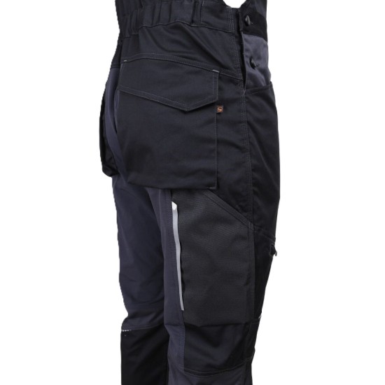 Salopeta cu pieptar 4stretch elastica, negru-gri