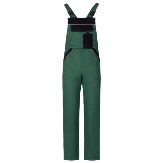 Salopeta cu pieptar vatuita bumbac hidrofobizat, verde cu negru Salopeta cu pieptar vatuita bumbac hidrofobizat, verde cu negru