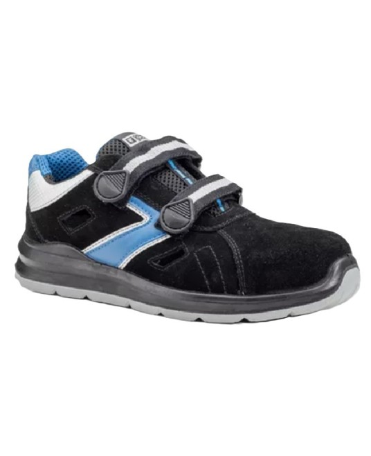 Sandale de protectie S1PS SR FO, bombeu compozit, negru-albastru