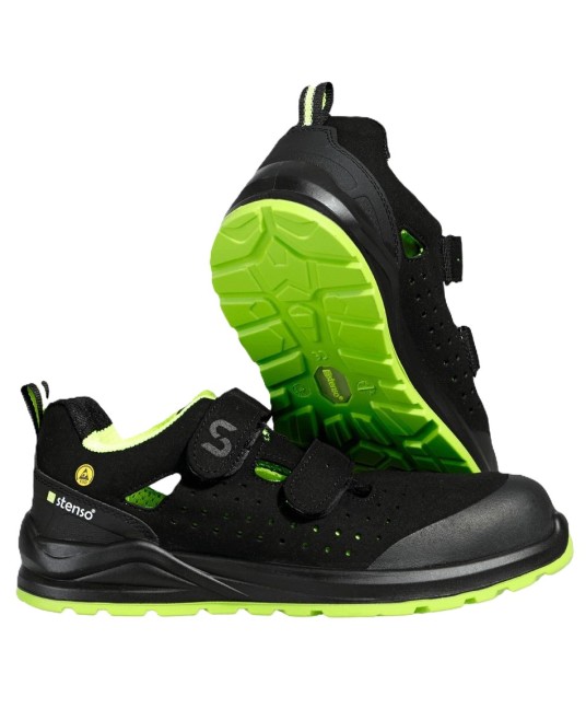 Sandale de protectie S1PS ESD Jeti foarte comode, negru-verde