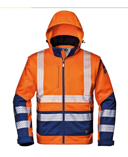 Jacheta softshell HiVis cu maneci detasabile, portocaliu bleumarin