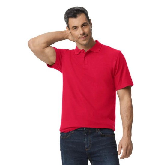 Tricou polo bumbac, Gildan 177g/m2, Rosu