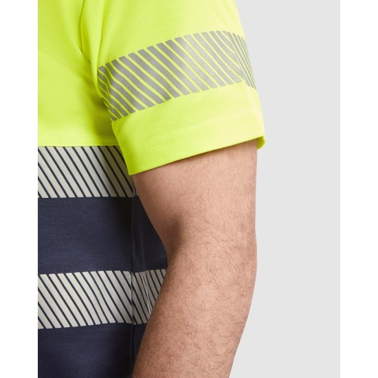 Tricou Hi-Vis, continut ridicat din bumbac, 170 g/mp, Portocaliu/Bleumarin