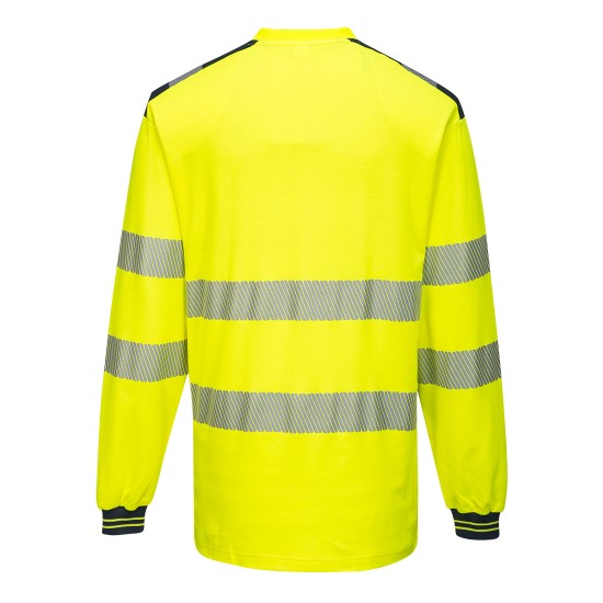 Tricou HiVis premium, maneca lunga, 55% bumbac, 45% poliester, 175g/m2, Galben-Bleumarin Tricou HiVis premium, maneca lunga, 55% bumbac, 45% poliester, 175g/m2, Galben-Bleumarin
