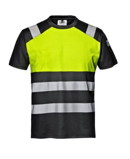 Tricou  HiVis premium, 55% bumbac, 175g/m2, negru-galben