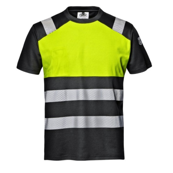 Tricou  HiVis premium, 55% bumbac, 175g/m2, negru-galben