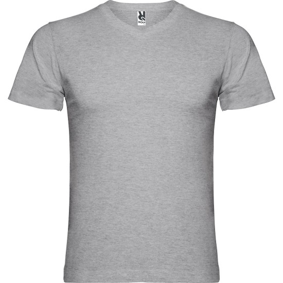 Tricou maneca scurta V-Neck, densitate 155g/mp, gri deschis